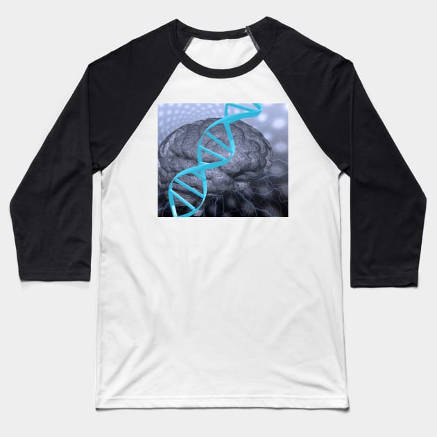 DNA strand and brain Baseball T-Shirt by rolffimages